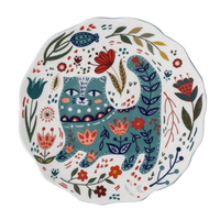 Thumbnail for Flowers and Cat Plate Plates KittyNook Cat Company Style C