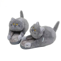 Thumbnail for Fluffy Cat Slippers For Adults Shoes KittyNook Cat Company Grey 4.5