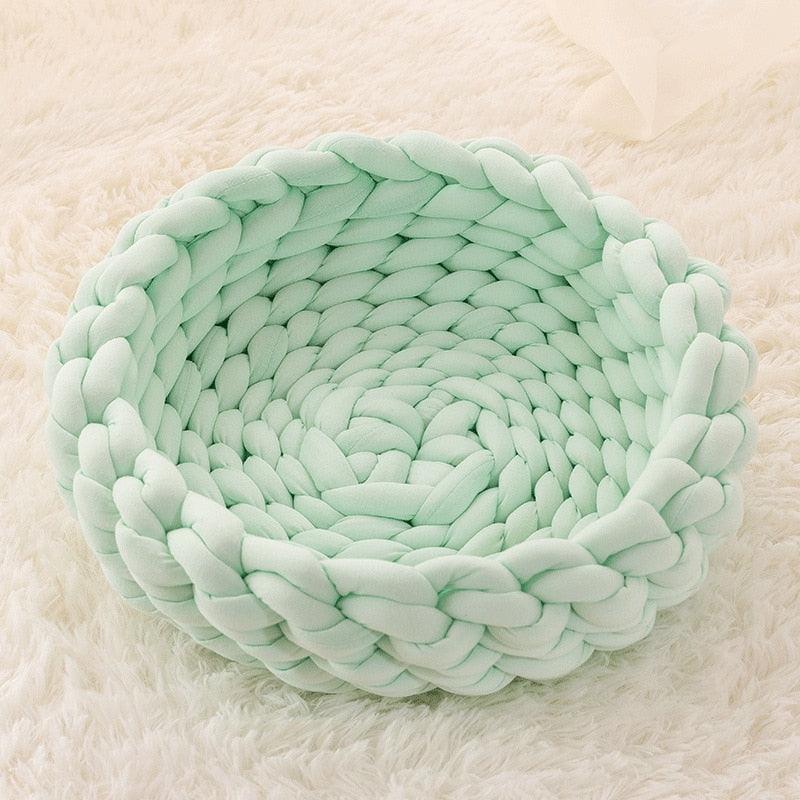 Fluffy Knitted Round Cat Bed Cat Beds KittyNook Cat Company