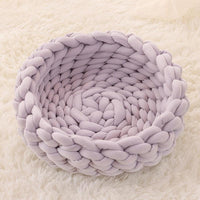 Thumbnail for Fluffy Knitted Round Cat Bed Cat Beds KittyNook Cat Company Lilac 35cm