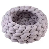 Thumbnail for Fluffy Knitted Round Cat Bed Cat Beds KittyNook Cat Company Gray 35cm