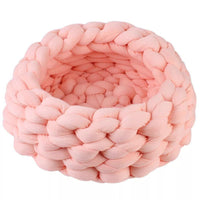 Thumbnail for Fluffy Knitted Round Cat Bed Cat Beds KittyNook Cat Company Peach 35cm