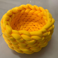 Thumbnail for Fluffy Knitted Round Cat Bed Cat Beds KittyNook Cat Company Yellow 35cm
