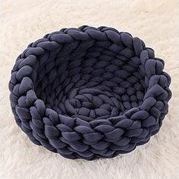 Fluffy Knitted Round Cat Bed Cat Beds KittyNook Cat Company