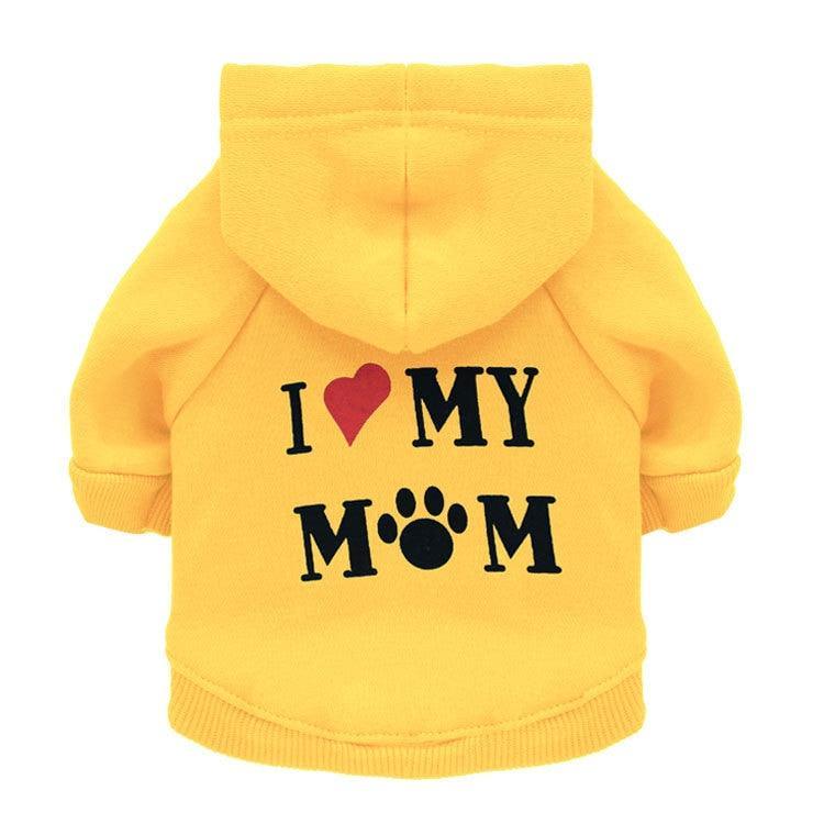 I ❤️ My Mom Cat Hoodie Cat Apparel KittyNook Cat Company Yellow XS