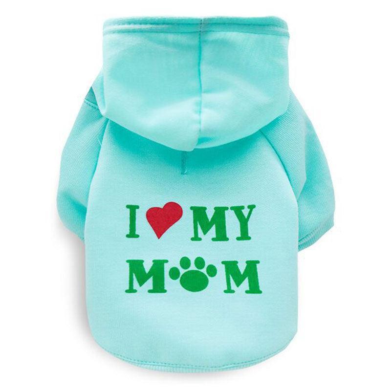 I ❤️ My Mom Cat Hoodie Cat Apparel KittyNook Cat Company Aqua XS