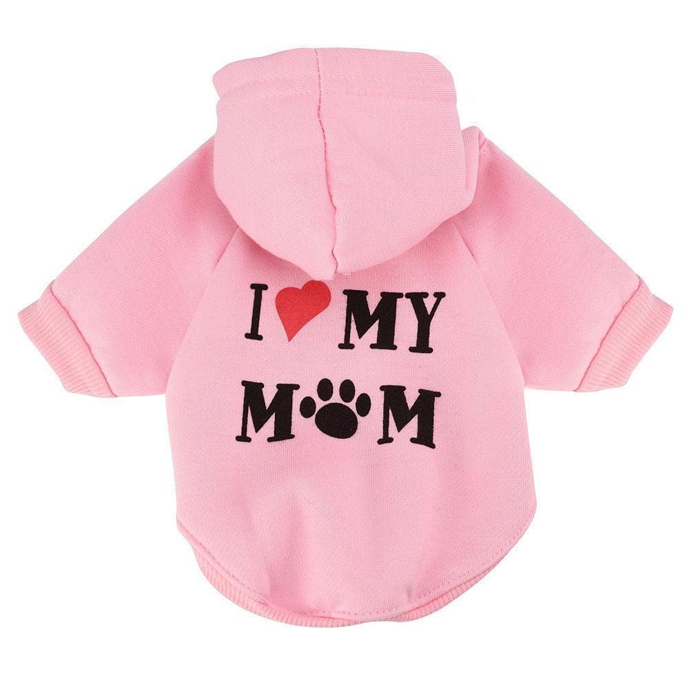 I ❤️ My Mom Cat Hoodie Cat Apparel KittyNook Cat Company Pink XS
