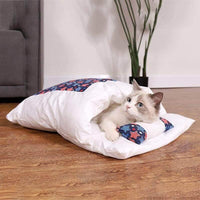 Thumbnail for Japanese Style Cat Sleeping Bag Cat Beds KittyNook Blue and Red Stars S 45x30cm