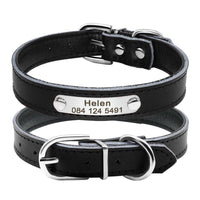 Thumbnail for Leather Nameplate Cat Collar Pet Collars & Harnesses KittyNook Black S