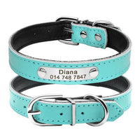 Thumbnail for Leather Nameplate Cat Collar Pet Collars & Harnesses KittyNook Blue S