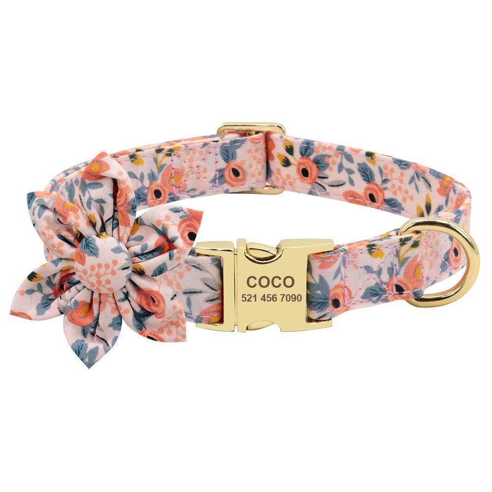 Lil' Bloomers Personalized Pet Collar and Leash Pet Collars & Harnesses KittyNook Cat Company Orange Collar XS