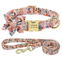 Thumbnail for Lil' Bloomers Personalized Pet Collar and Leash Pet Collars & Harnesses KittyNook Cat Company Orange Set XS