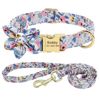 Thumbnail for Lil' Bloomers Personalized Pet Collar and Leash Pet Collars & Harnesses KittyNook Cat Company Blue Set XS
