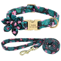 Thumbnail for Lil' Bloomers Personalized Pet Collar and Leash Pet Collars & Harnesses KittyNook Cat Company Green Set XS