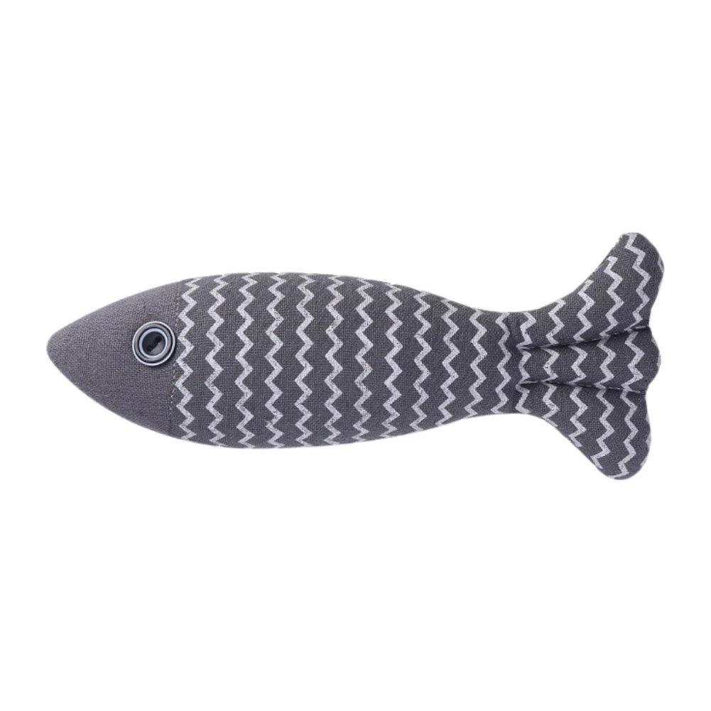 Linen Catch Fish Toy Cat Toys KittyNook Cat Company Grey