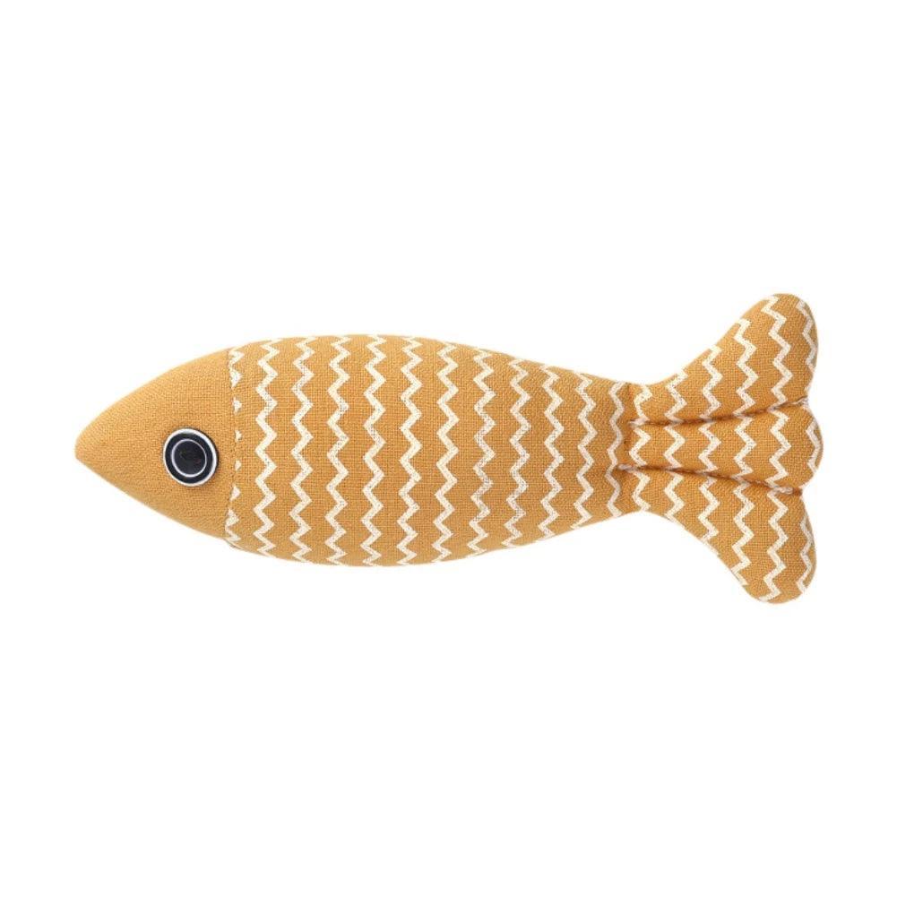 Linen Catch Fish Toy Cat Toys KittyNook Cat Company Yellow
