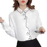 Thumbnail for Little Miss Kitty White Blouse Shirts & Tops KittyNook Cat Company