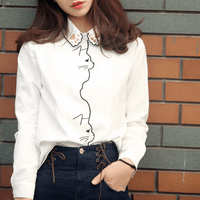 Thumbnail for Little Miss Kitty White Blouse Shirts & Tops KittyNook Cat Company