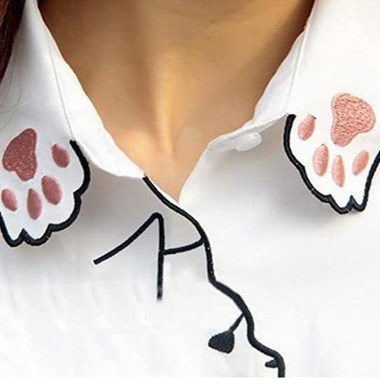 Little Miss Kitty White Blouse Shirts & Tops KittyNook Cat Company