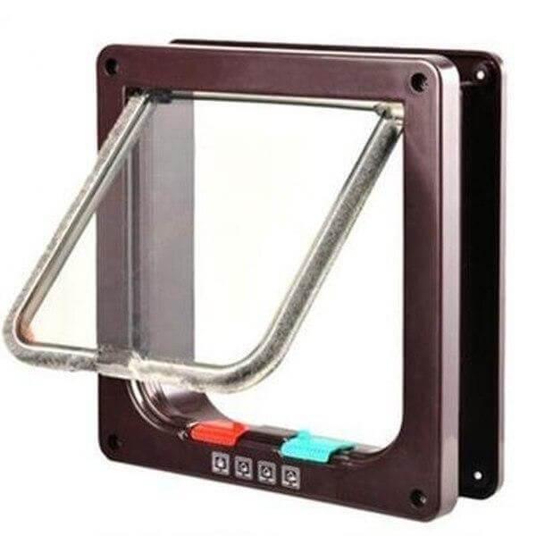 Lock-able Cat Flap Door Pet Doors KittyNook Brown M