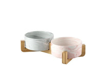 Thumbnail for Marble and Bamboo Pet Bowl Pet Bowls, Feeders & Waterers KittyNook Pink&Gray Bowl 400ML