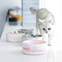 Thumbnail for Marble and Bamboo Pet Bowl Pet Bowls, Feeders & Waterers KittyNook