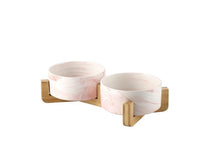 Thumbnail for Marble and Bamboo Pet Bowl Pet Bowls, Feeders & Waterers KittyNook Pink Bowl 850ML