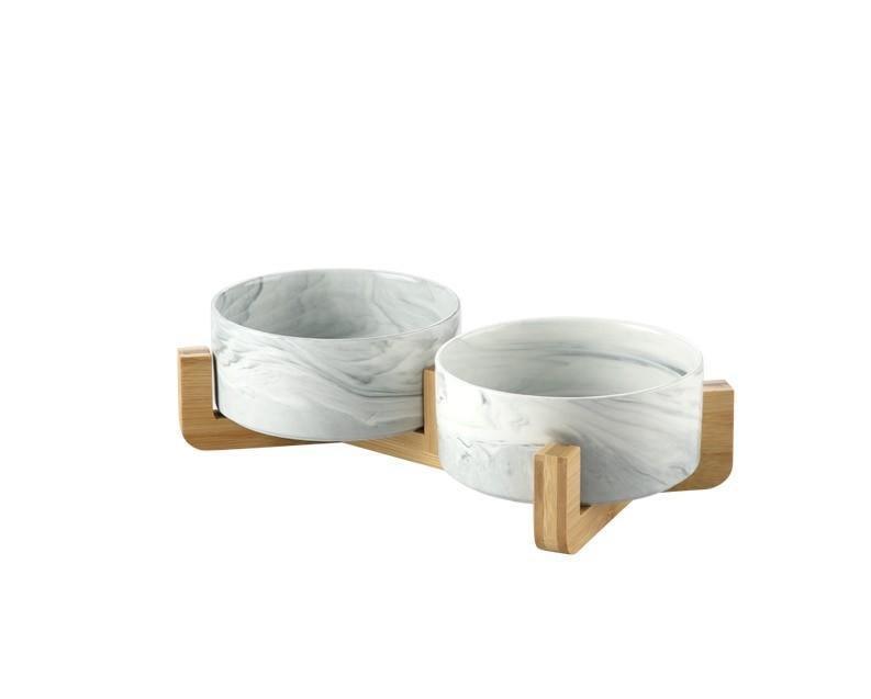 Marble and Bamboo Pet Bowl Pet Bowls, Feeders & Waterers KittyNook Gray Bowl 400ML