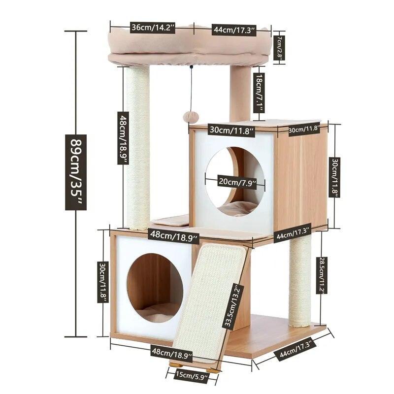 Meowtopia Cat Condo Tree Cat Furniture KittyNook Cat Company Meowtopia Cat Condo Tree - Beige