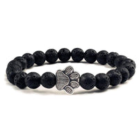 Thumbnail for Paw Charm Bead Bracelet Bracelets KittyNook Cat Company Black Lava stone Stone