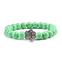 Thumbnail for Paw Charm Bead Bracelet Bracelets KittyNook Cat Company Mint Green Stone
