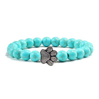 Thumbnail for Paw Charm Bead Bracelet Bracelets KittyNook Cat Company Aqua Stone