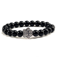 Thumbnail for Paw Charm Bead Bracelet Bracelets KittyNook Cat Company Glossy Black Stone