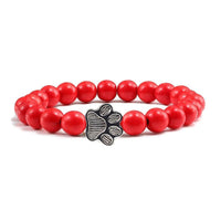 Thumbnail for Paw Charm Bead Bracelet Bracelets KittyNook Cat Company Red Stone