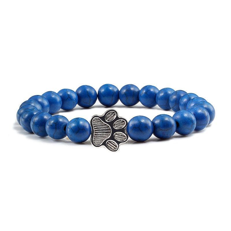 Paw Charm Bead Bracelet Bracelets KittyNook Cat Company Dark Blue Stone