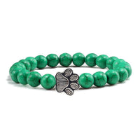 Thumbnail for Paw Charm Bead Bracelet Bracelets KittyNook Cat Company Dark Green Stone