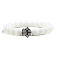 Thumbnail for Paw Charm Bead Bracelet Bracelets KittyNook Cat Company White Porcelain Stone
