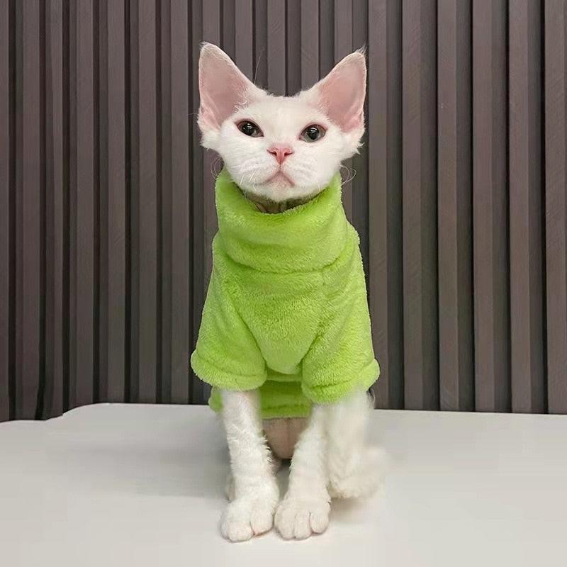 Poncho Sphynx Cat Sweater Cat Apparel KittyNook Cat Company Light Green XS