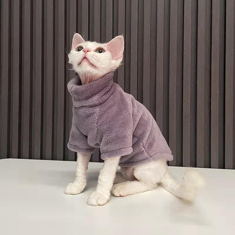 Poncho Sphynx Cat Sweater Cat Apparel KittyNook Cat Company Purple Taro XS