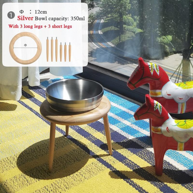 Purrfect Heights Stainless Steel Elevated Cat Bowl Pet Bowls, Feeders & Waterers KittyNook Cat Company Small - Stainless Steel