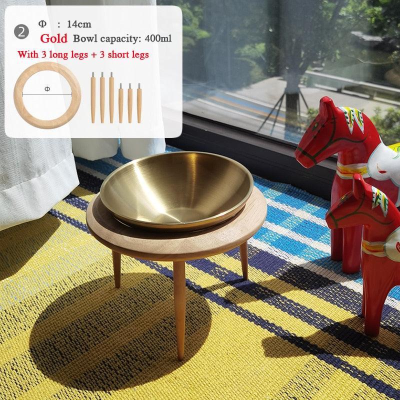 Purrfect Heights Stainless Steel Elevated Cat Bowl Pet Bowls, Feeders & Waterers KittyNook Cat Company Medium - Gold Plated