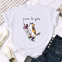 Thumbnail for Rock Climbing Cat Graphic Tee Shirts & Tops KittyNook Cat Company White S