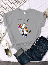 Thumbnail for Rock Climbing Cat Graphic Tee Shirts & Tops KittyNook Cat Company