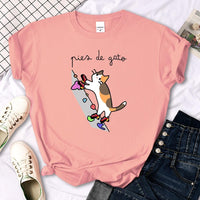 Thumbnail for Rock Climbing Cat Graphic Tee Shirts & Tops KittyNook Cat Company Pink S