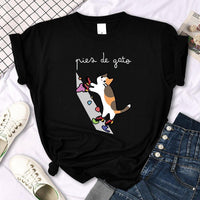 Thumbnail for Rock Climbing Cat Graphic Tee Shirts & Tops KittyNook Cat Company Black S