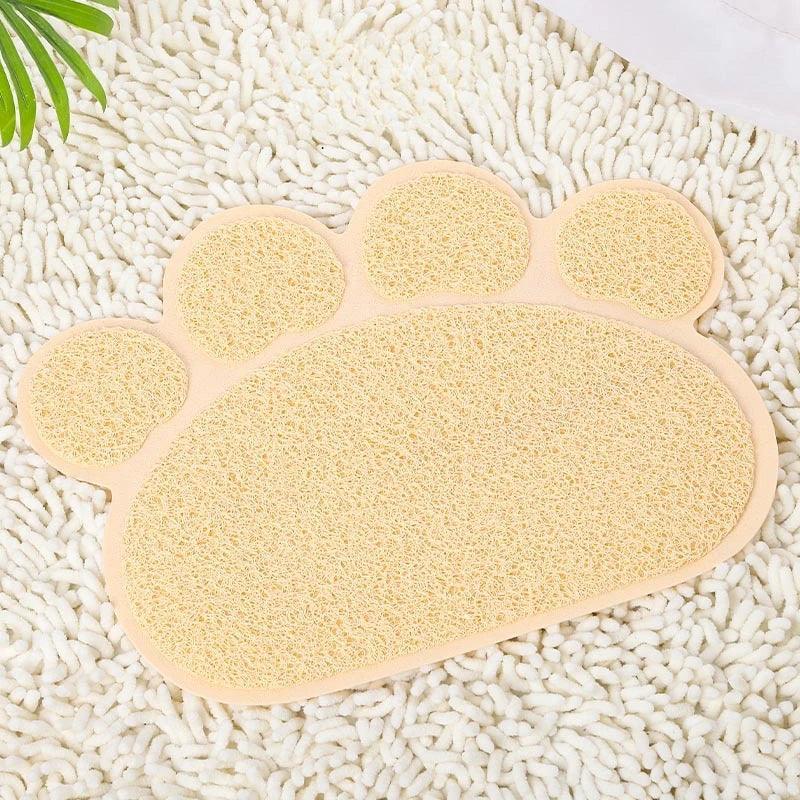 Scatter Trap Paw Shaped Cat Litter Mat Cat Litter Box Mats KittyNook Beige Paw