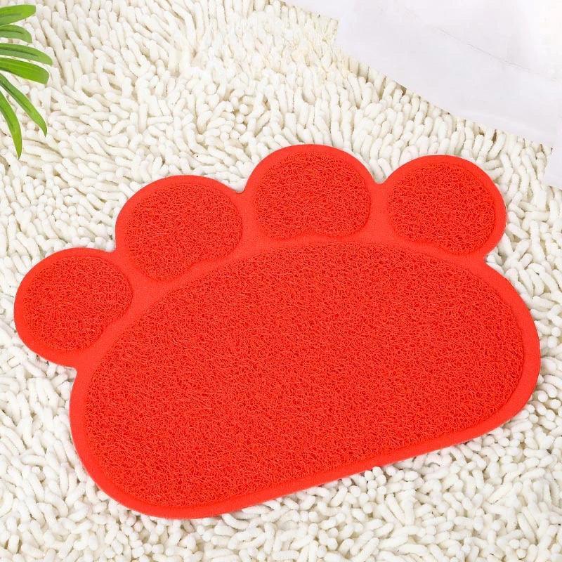 Scatter Trap Paw Shaped Cat Litter Mat Cat Litter Box Mats KittyNook Red Paw