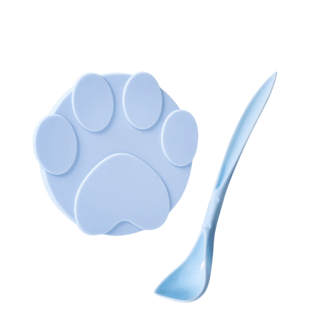 Silicone Lid Cover for Canned Food Cat Supplies KittyNook Cat Company Lid and Spoon - Blue