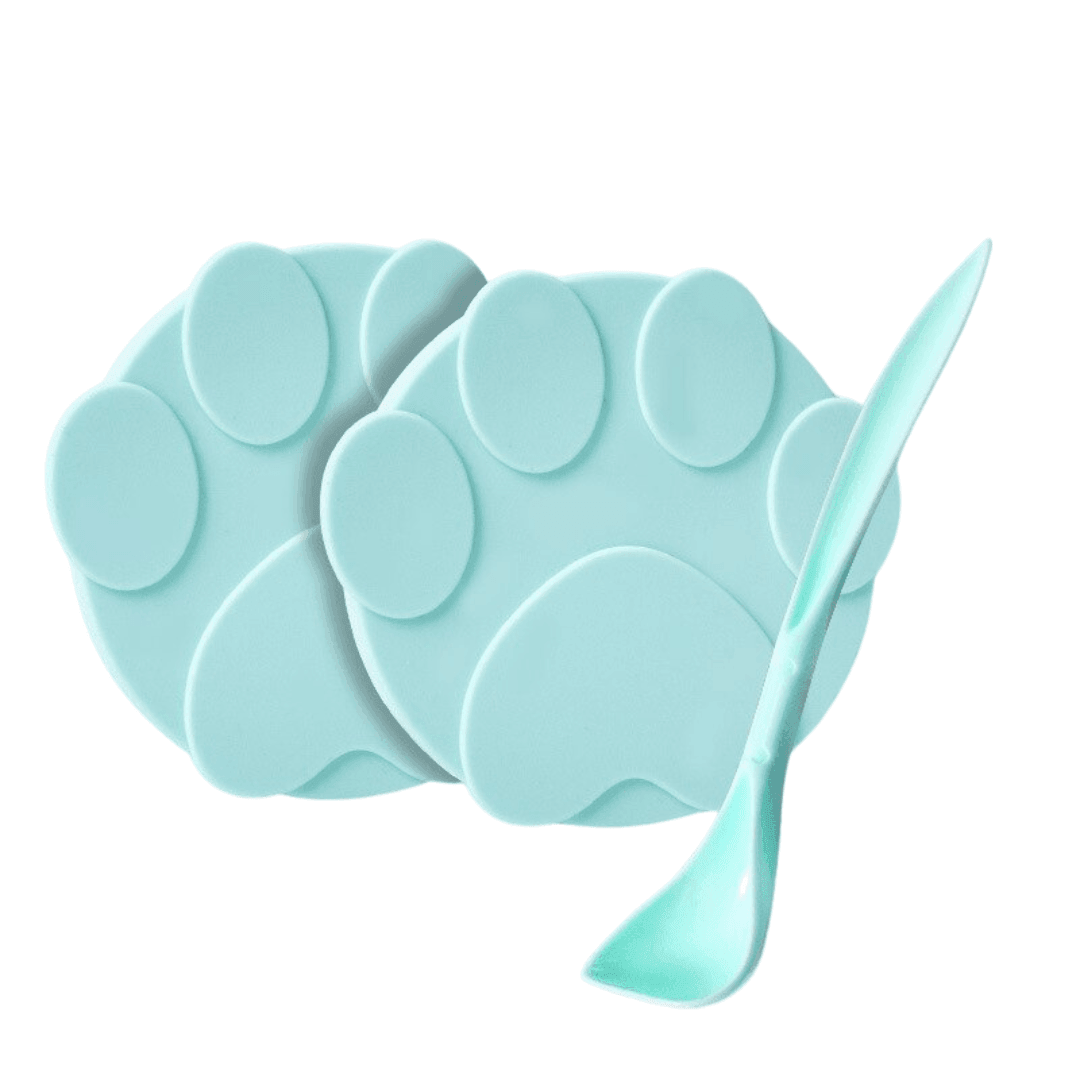 Silicone Lid Cover for Canned Food Cat Supplies KittyNook Cat Company Two Lids One Spoon - Mint