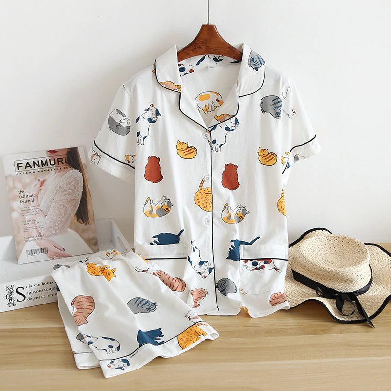 Sleepy Cats Cat Pajamas Pajamas KittyNook Cat Company M Shorts